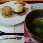 cafe 咲スヰーツ - アイス最中セット　抹茶とバニラ