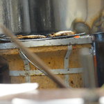 麺の家 こりく - 七輪の上にチャーシューを置き、上からバーナーで炙っていきます。