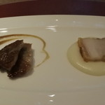 齋華 - 金華豚、皮つき豚バラ肉　ジャガイモペースト