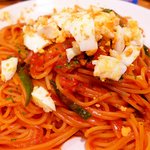 キッチンぼらぼら - 自製ミモザ載せナポリタン