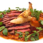 メゾン エメ・ヴィベール - ランチコース 5346円 の鴨胸肉のロティとフォアグラのフラン 甘酸っぱいソース