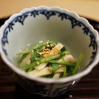 新ばし 笹田 - 壬生菜と油揚げの温かいおひたし