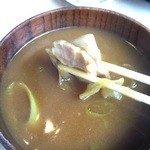 手打うどん 松屋 - カレーつけ汁の肉（2016年5月）