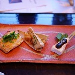 ホテルハーヴェスト - 鮎魚女菜種焼き、豆腐田楽、筍木の芽和え
