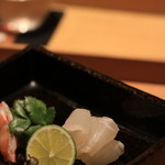 いち太 - 活き〆して一晩おいた星鰈と車エビ