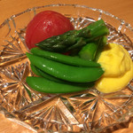 串焼き GoZZo - トマトとアスパラのお浸し