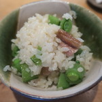 寛幸 - 28年5月　名古屋コーチンとスナップエンドウ炊込み御飯　取り分けて
