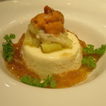 リストランテ サクラ - ＜2016年5月＞フランス産白アスパラガスのパンナコッタ 佐賀産アスパラ、厚岸産ウニ、クリガニ、ボタンエビ