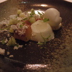 ARIA Restaurant - Warm caramelized pineapple with lime and rosemary sorbet and poached meringue