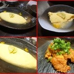 鶏料理ひとりひとり - 明石焼き風オムレツ、特製エビチリ（ニンニク風味とピリ辛感がいい！）