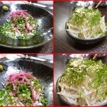 鶏料理ひとりひとり - 鶏モモタタキ、もやしの浅漬け