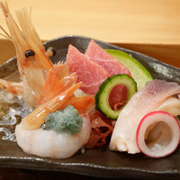 伊勢鮨 - 刺身3点盛（ボタンエビ、ホッキ貝、トロ）
