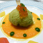 モナリザ - ２０１６年２月：天使のエビのポワレと冬ネギのキャベツ包み　キャロットソース