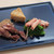 日本ばし さく間 - 料理写真:【レセプション料理】「ホタルイカ、ホタルイカの塩辛、フォアグラの味噌漬け、菜の花のおひたし」
          