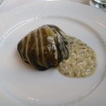 プレゼンテ スギ - 2016.５ 千葉県産トレビスとキジのラグー　キタッラ　ゴルゴンゾーラのソース