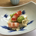 松 - 海老とそら豆と湯葉の炊き合わせ