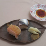 日本ばし さく間 - 【レセプション料理】「鯛の昆布締めと小肌の棒寿司」