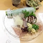 心斎橋神楽 - 泳ぎイカお造り＆たこぶつ♪