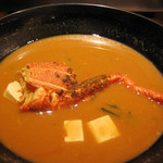 中納言 大阪駅前第3ビル店 - 伊勢海老のお味噌汁。伊勢海老の良い出汁がでてました。ちょっと塩分高い気がしました。