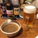 俺の魚を食ってみろ!! - 生ビール&牛蒡の擦り流し