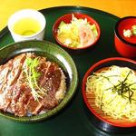 幸福駅 - ステーキ丼ザルラーメンセット税1080円