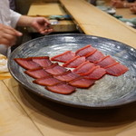 初音鮨 - まぐろ中トロ漬けと塩２貫