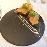 レストラン マノワ - 前菜（海老のポワレとさくら海老のチップ）（2016.4）