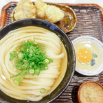 うどん 丸香 - 冷かけに月見とかしわ天！