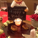 シャテール - カボチャプリン　誕生日だったのでHappyBirthdayのプレートと共に