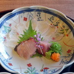 皆美館 - 夕食のお造り三種盛り