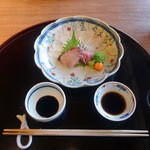 皆美館 - 夕食のお造り三種盛り