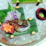 皆美館 - 夕食のお造り、三種盛り