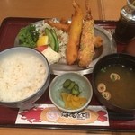 海老どて食堂 - ポテサラ海老フライ定食1814円也