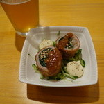 むぎコメぶどう ヤシオリ - 2016.05 肉巻きにらもやし(500円)