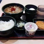 ゆで太郎 - 2015/12 レビュ7回目 納豆 360円（納豆、生卵、かけそば、ご飯）+　コロッケ（サービス券利用）