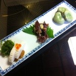 石ばし - 御通し② (かまぼこ、ホタルイカ、そら豆)(’16/05/21)