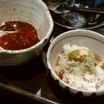 「梅つけそば」、〆のお茶漬け