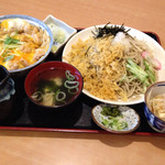 福徳屋 - 2016.4.21  冷やしたぬき蕎麦☆（2人前）＋ミニ親子丼☆  選べるセットメニュー  795円（税別）