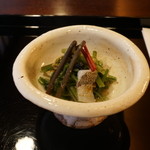 新宿 京懐石 柿傳 - わらび、わさびのお浸し