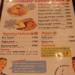 バーガーのメニュー表
