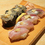 うおがし - 鯵と生しらす寿司（吸物付）（１，４００円）２０１６年５月