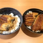 Muten Kurazushi - すしやの特上うな丼（右）すしやのうな丼（左）（比較）