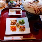 清澄の里 粟 - 前菜と陶板焼き