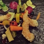Dash Restaurant & Bar - Tempura prawns,pickled soft vegetables and sesame emulsion 