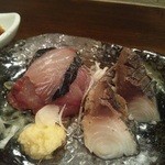 小料理なり田 - 鯖　刺身と〆の炙り二色盛り
