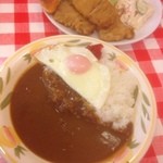 日替り定食（肉天、鮭のバター焼き）カレーライス