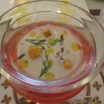 ビストロ ダイア - 北海道伊達産ゴボウの冷製ポタージュ　北海道産バフンウニのクープ仕立て H28.5月再訪