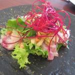 ビストロ ダイア - 北海道伊達産有機緑やさいと愛知県一色産黒鯛のカルパッチョ　サラダ仕立て
      イタリア産カラスミ H28.5月再訪