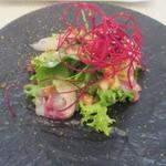 ビストロ ダイア - 北海道伊達産有機緑やさいと愛知県一色産黒鯛のカルパッチョ　サラダ仕立て
      イタリア産カラスミ H28.5月再訪