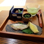 もり山 - 2016.5)シシャモの稚魚とソラマメのスープ